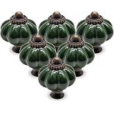 Seimneire 25pcs Dark Green Pumpkin Knobs, Vintage Ceramic | Cabinet Knobs, Dresser Knobs, Drawer Knobs, Door Knobs, With Mounting Screws