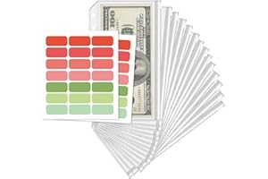LXWHYP 16 Pcs A6 Zippered Binder Envelope Pouches for 6-Ring Budget Cash System, Clear Inserts for Money Saving and Budgeting, With 42 Sticky Labels