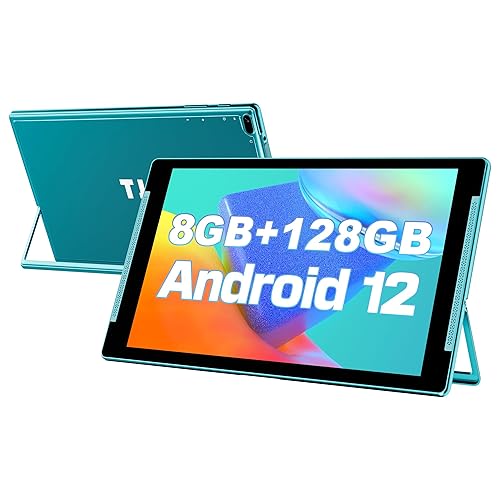 10 inch Tablet, Android 12 Tablets,4+4GB RAM 128GB ROM(512GB Expandable), HD IPS Screen,2MP+8MP Dual Camera,Wi-Fi, Bluetooth 5.0, 6000mAh Battery,Tablet PC with Stand(Green)