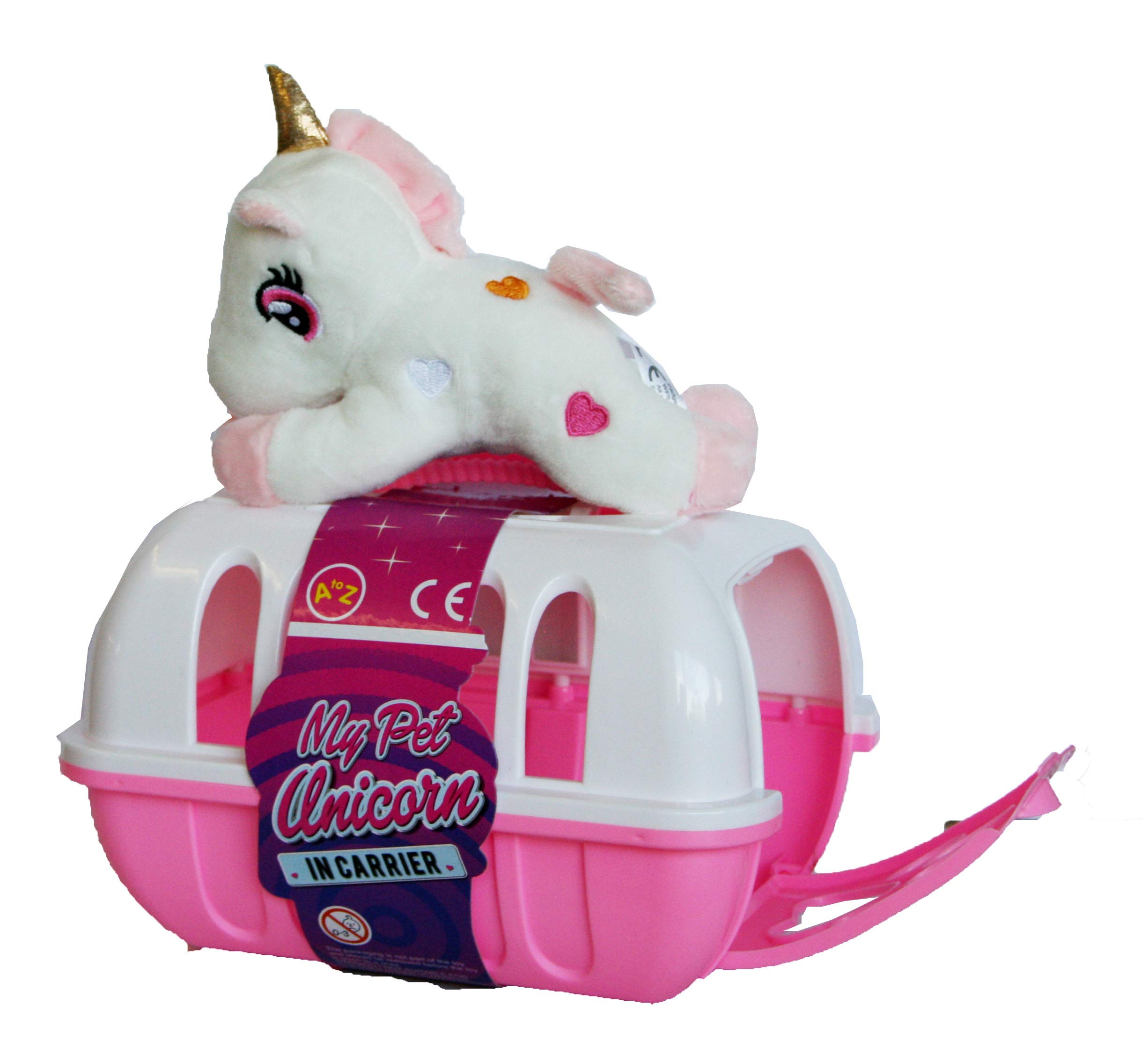 Atoz My Pet Unicorn in Carrier, Plush Toy with Pink and White Transport Case