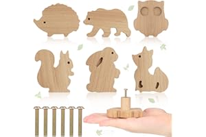 Qunclay Wooden Animal Cabinet Knobs Decorative Wood Dresser Knobs with Screws Dresser Pulls Wood Marine Woodland Animals Knobs Furniture Knobs Nursery Drawer Handles for Decor (Forest Animal, 6 Sets)