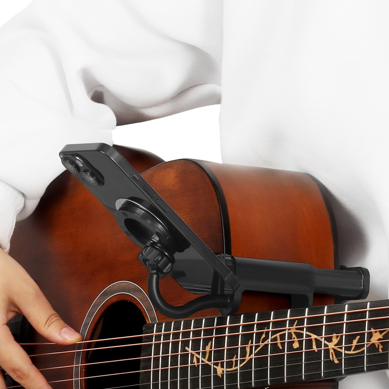 Photo 1 of *** NO INSTRUCTION MANUEL***  Magnetic Guitar Phone Holder - Adjustable Guitar Mount for 6-8.8cm Thick Guitars/Ukulele,Guitar Sheet Music Holder, Ideal for Digital Sheet Music