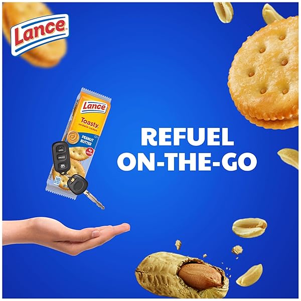 LANCE SANDWICH CRACKERS, TOASTY PEANUT BUTTER, 10 INDIVIDUALLY WRAPPED PACKS, 6 SANDWICHES EACH