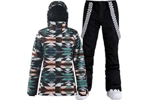 GSOU SNOW Women Ski Jacket and Pants Set Snowboarding Snowsuit Snow Coat Hooded Waterproof Windproof