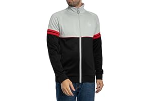 Sergio Tacchini Men's Orion Track Jacket, Grey/Black/Red, L