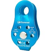 26KN Fixed Plate Micro Climbing Pulley Bearing Pulley Single Hole Hitch Pulley Climbing, Blue Single Sheave Hauling Pulley for Rock Climbing, Rappelling, Zipline Sports etc.(Blue, Pack of 1)