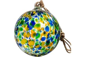LAELVISH GARDEN Oversized 6.9 in Glass Witch Ball - Hand Blown Gazing Balls Hanging for Window Kitchen Tree Glass Globes Christmas Ornaments Multicolor Friendship Balls Gifts for Women Outdoor Garden Decor
