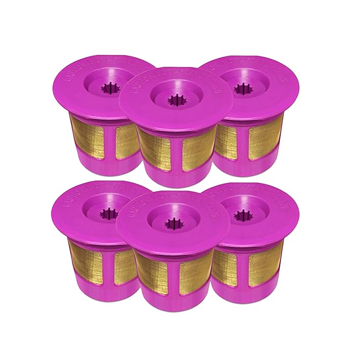 6-Pack Reusable Gold Plated Mesh Coffee Filters For Keurig 2.0 and 1.0 Brewers Fits K200/K250, K300/K350, K400/K450/K460, K500/K550/K560