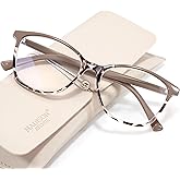 Madison Avenue Square Vintage TR90 Blue Light Blocking Reading Glasses for Women, Anti Eyestrain/Glare Computer Readers