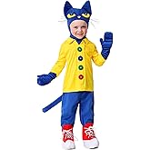 Pete the Cat Costume for Toddlers, Blue Cat Jumpsuit, Children's Storybook Character for Dress-Up & Halloween