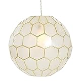 Creative Co-Op Honeycomb Globe Light, Capiz White