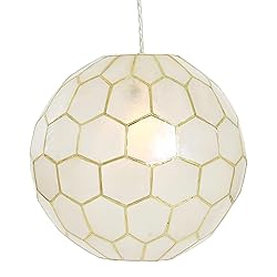 Creative Co-Op Honeycomb Globe Light, Capiz White