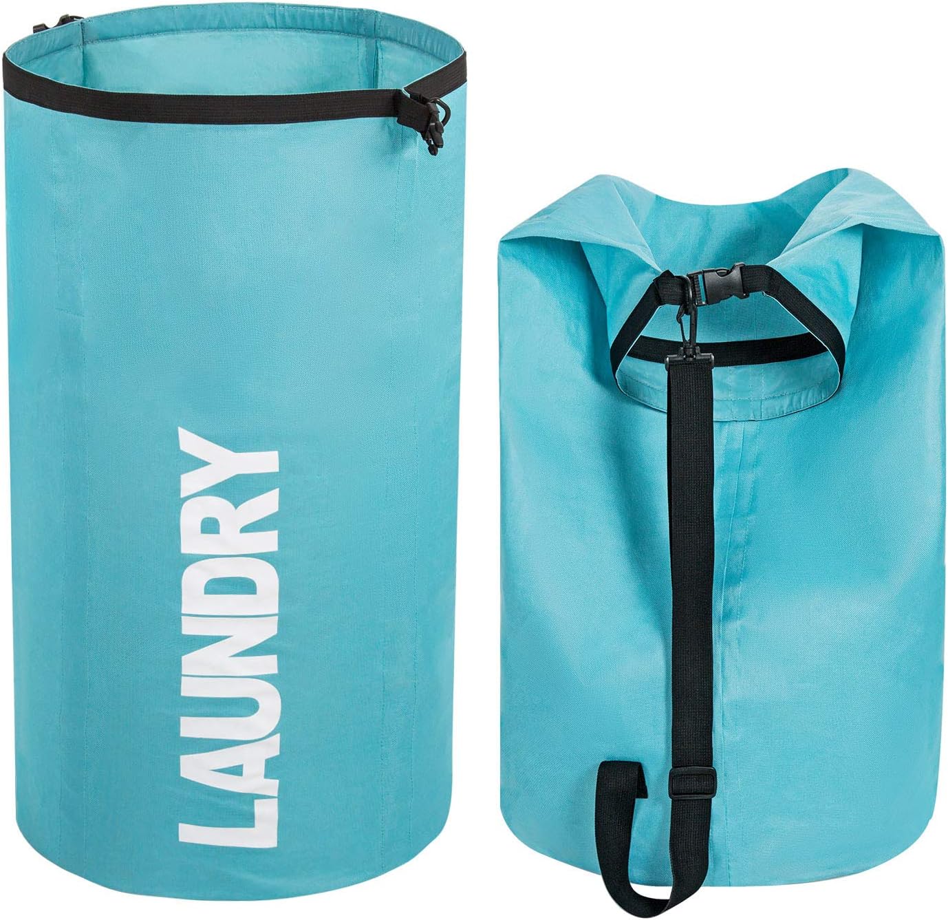 ZERO JET LAG Large Collapsible Laundry Hamper Tall Laundry Basket 6 Color 106L Round Dirty Clothes Hamper Foldable Waterproof Bag Standing Laundry Bin Heavy Duty Laundry Liners (Light Blue)