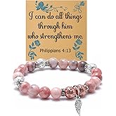Mwphuy Religious Quote Faith Bracelet Christian Gifts for Woman Friend Daughter Sister Grandma Godmother Beaded Bracelet Confirmation Baptism Gifts for Her Bible Verse Christmas Birthday Gift