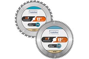 Luckyway 2-Pack 12 Inch Miter Saw Blades 32T&80T with 1 Inch Arbor TCT Circular Saw Blade for Cutting Wood