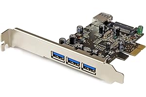 StarTech.com 4 Port PCI Express USB 3.0 Card - 3 External and 1 Internal - Native OS Support in Windows 8 and 7 - Standard an
