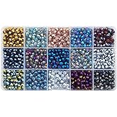 INSPIRELLE 1200pcs 6mm Multicolor Electroplate Rondelle Glass Beads for Jewelry Making Faceted Briolette Shape Crytal Spacer Beads Assortments Supplies for Bracelet Necklace with Storage Box