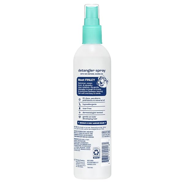 SUAVE KIDS PURELY FUN HAIR DETANGLER SPRAY WITH JOJOBA OIL, TEAR-FREE, TANGLE-FREE SHINE FOR SOFT, MANAGEABLE HAIR, HYPOALLERGENIC, 6 COUNT, 10 FL OZ