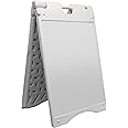 Jumbl A-Frame Signboard 22” x 28” Display Surface – Large Outdoor Sandwich Board w/Weather Resistant PVC Sign Protector & Sand Fill Holes – Dual Signage Stand for Storefront Sidewalk Curb (White)