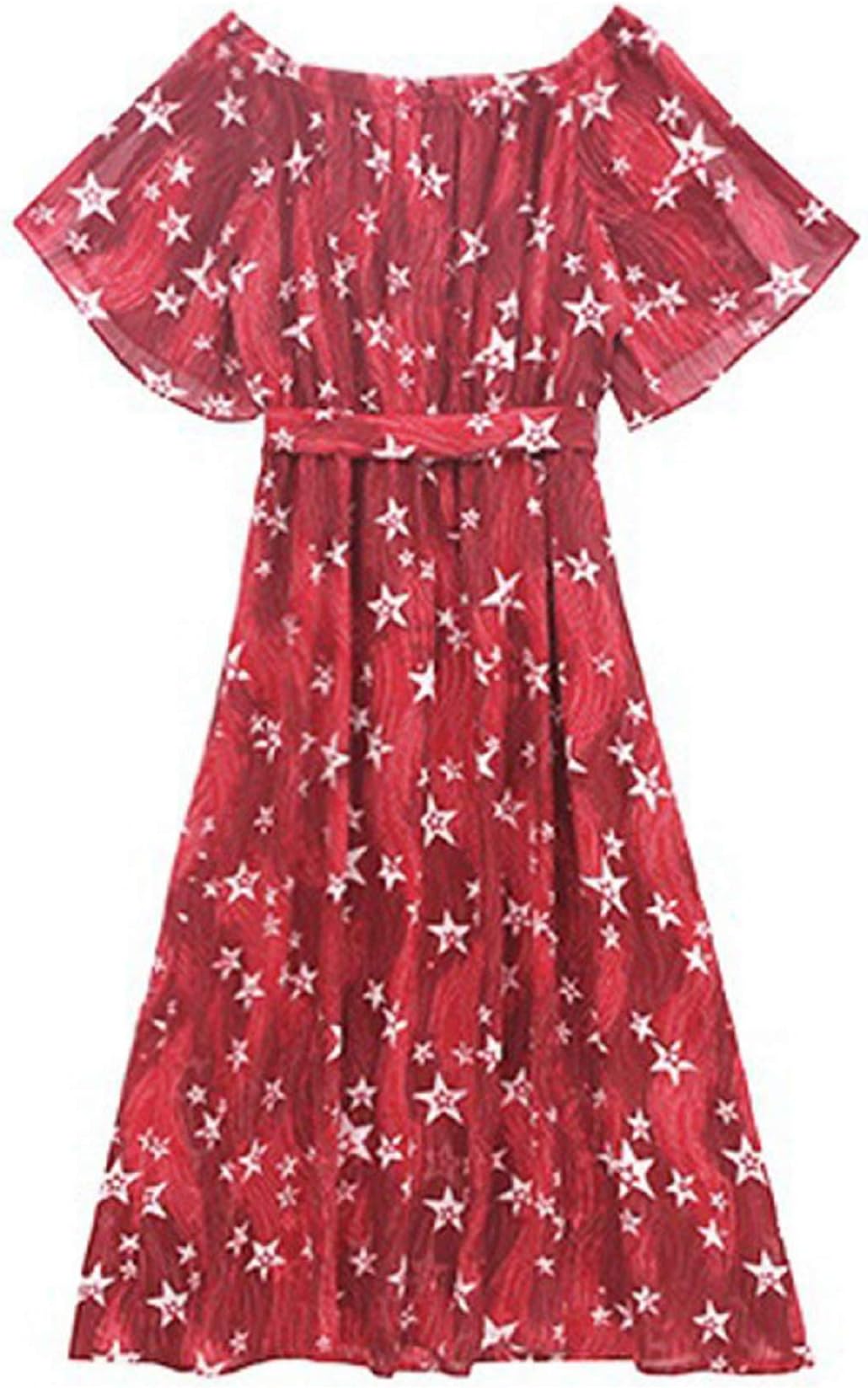 Women Floral Off The Shoulder Splip Short Sleeve Empire Waist Maxi Party Beach Dresses