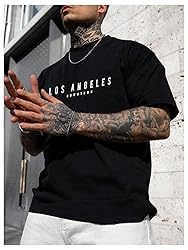GORGLITTER Men's Crewneck T Shirt Letter Graphic