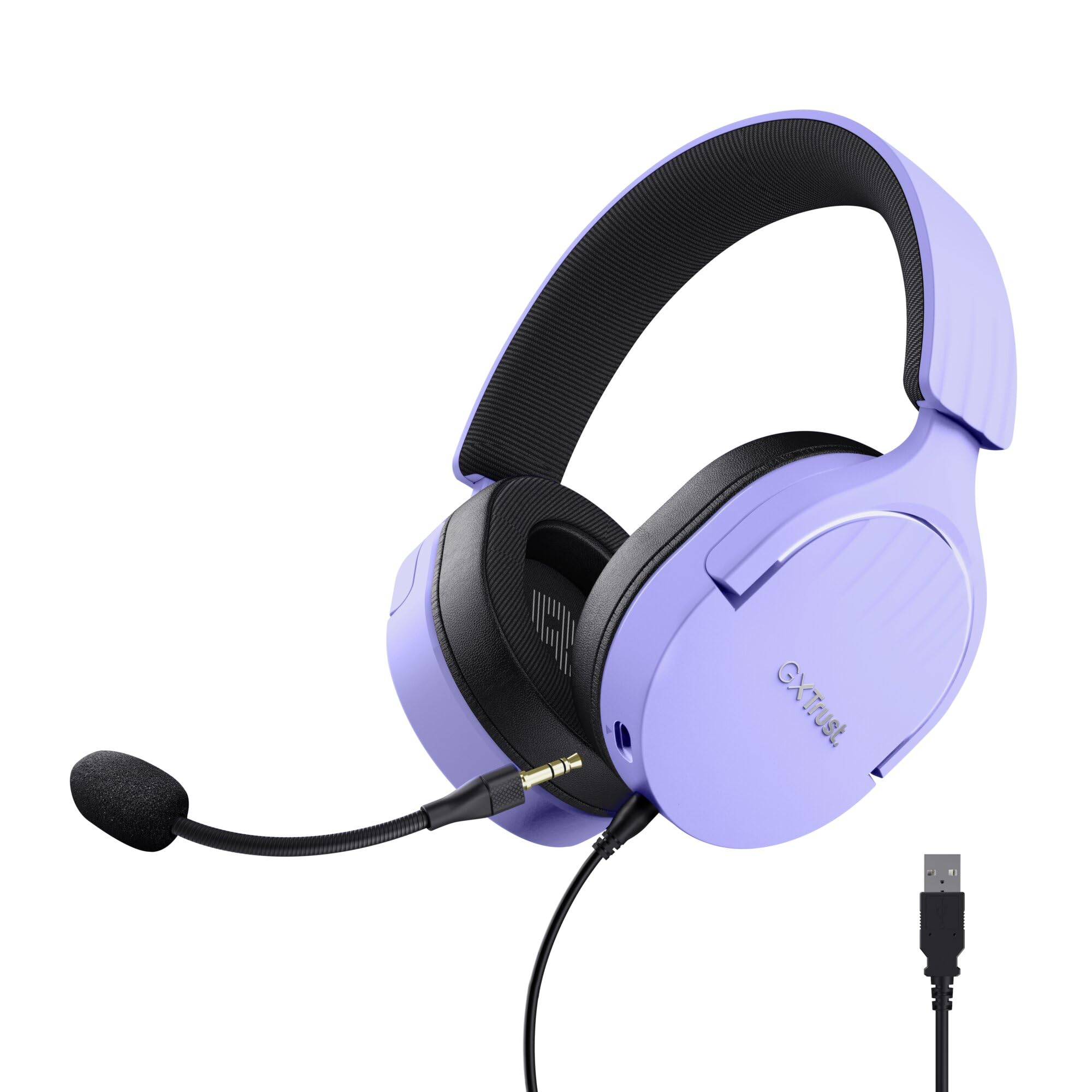 Trust Gaming GXT 490P Fayzo USB Gaming Headset 7.1 Surround Sound, 50mm Drivers, 35% Recycled Plastics, RGB Over-Ear Wired Headphones, with Noise Cancelling Microphone for PC PS5 - Purple