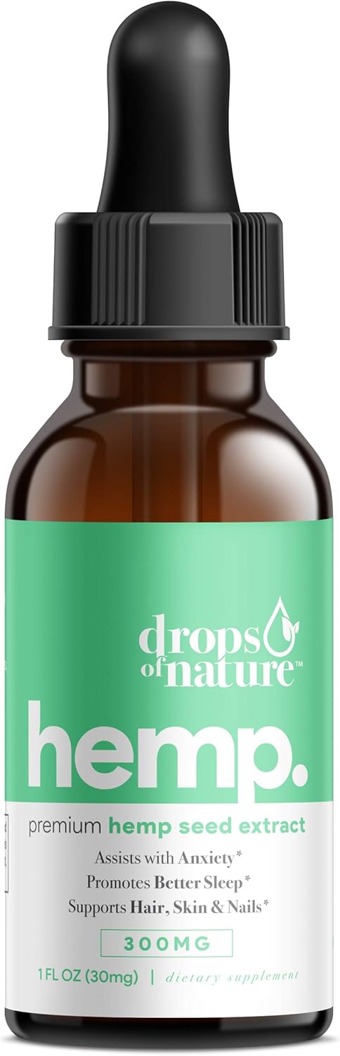 Hemp Oil Drops - 100% Premium Natural Ingredients - Anti-inflammatory, Anxiety Relief, Helps with Sleep, Skin & Hair - 1 Fl Oz