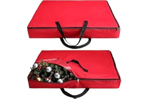 Oudain Pop Up Christmas Tree Storage Bag Large Storage Container Oxford Polyester Christmas Tree Bag with Handles and Zippers for Pop Up Xmas Decorations(30 x 30 x 4.3 Inch,Red)