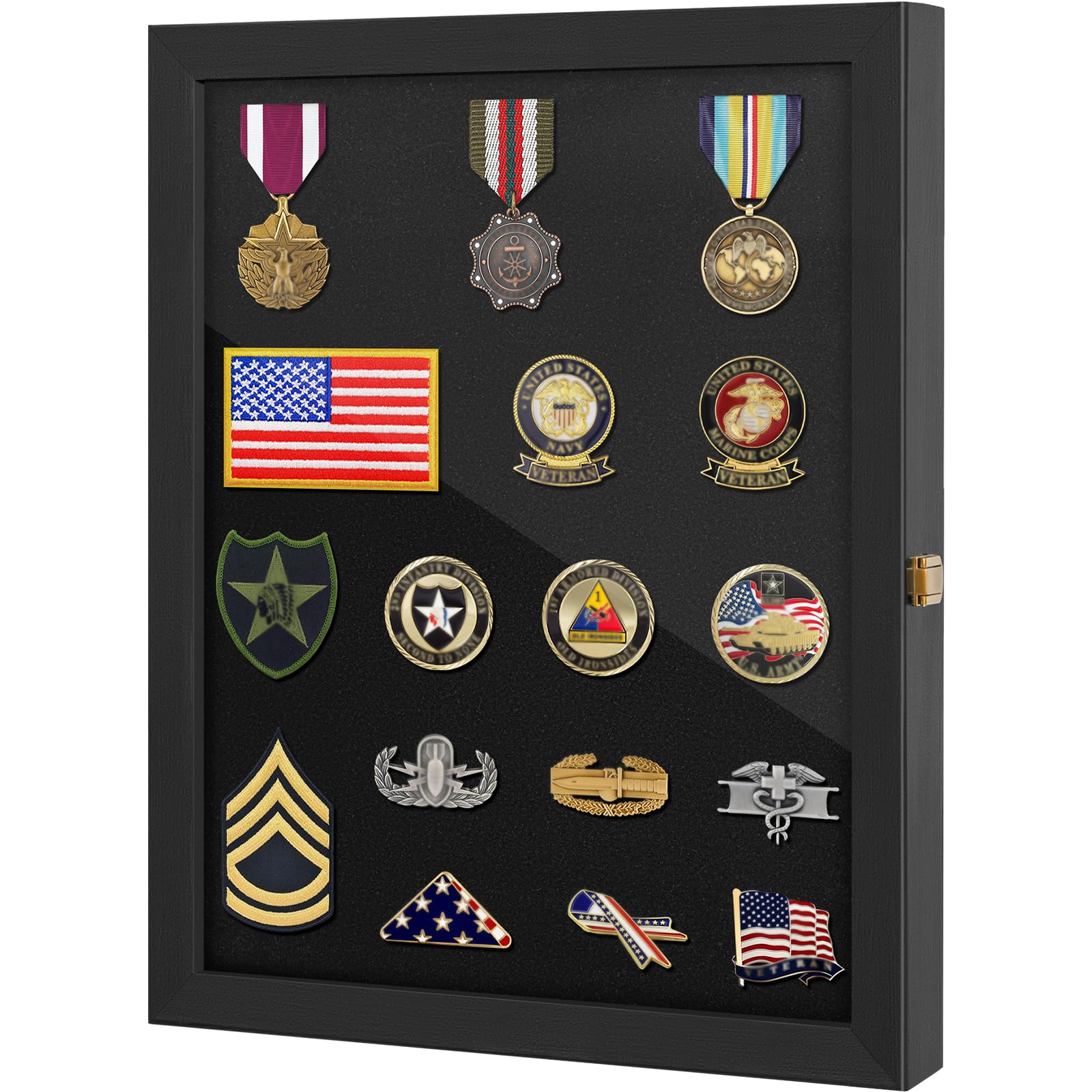 Photo 1 of WELIDAY 16x12 Pin Display Case Pin Collection Display Case with 98% UV Protection Acrylic Door for Military Medals, Jewelry Pins, Pin Gift, Insignia Ribbons, Beach Tags, Pin Collectibles