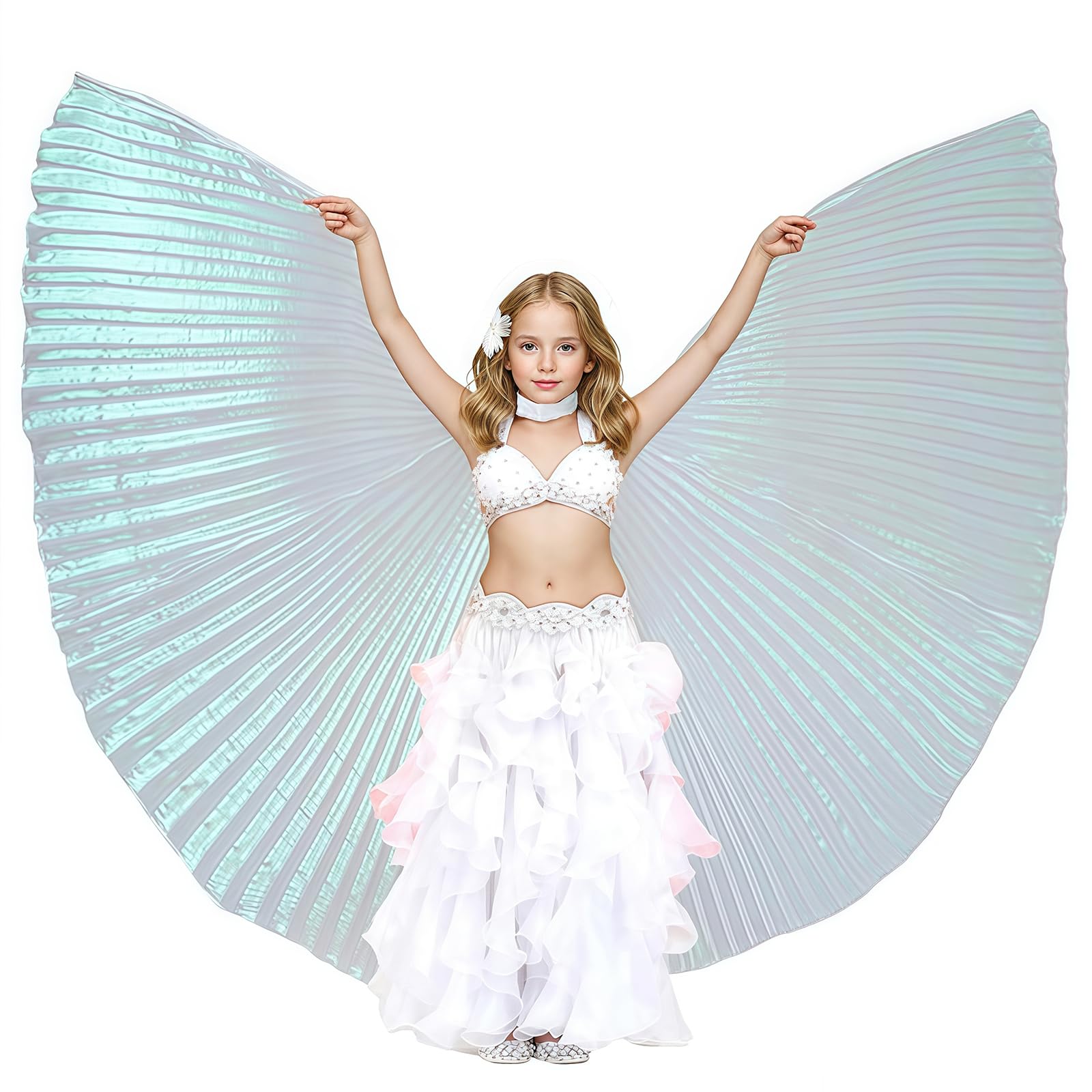 Baisdan Kids Isis Wings (Wings + Stick+ Carrying Bag) Belly Dance Performance Costumes for Girls Transparent