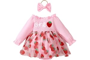 DivingBirds Baby Girls Dress 1st Birthday Clothes Toddler Dress 9-18 Months Tulle Romper Long Sleeves Newborn Outfits Gifts