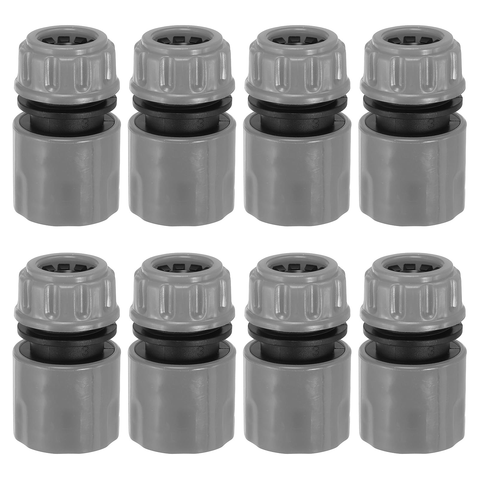 PATIKIL 1/2" Garden Hose Quick Connector Repair Extender, 8 Pcs Plastic Garden Water Hose Connectors Fittings Leakproof Design, Grey
