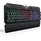 Mechanical Keyboard K555 INDRAH Redragon Gaming Keyboard 104 Key RGB LED illuminated Keyboard Backlit Computer PC Gaming Keyboard with Macro Keys, Wrist Rest and Blue Switches Equivalent