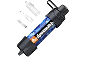 LORMANDY Portable Personal Straw Water Filter, Water Filtration System Mini Water Purifier, Survival Gear for Hiking Travel Camping Accessories Emergency Preparedness Outdoor Activities (Blue)