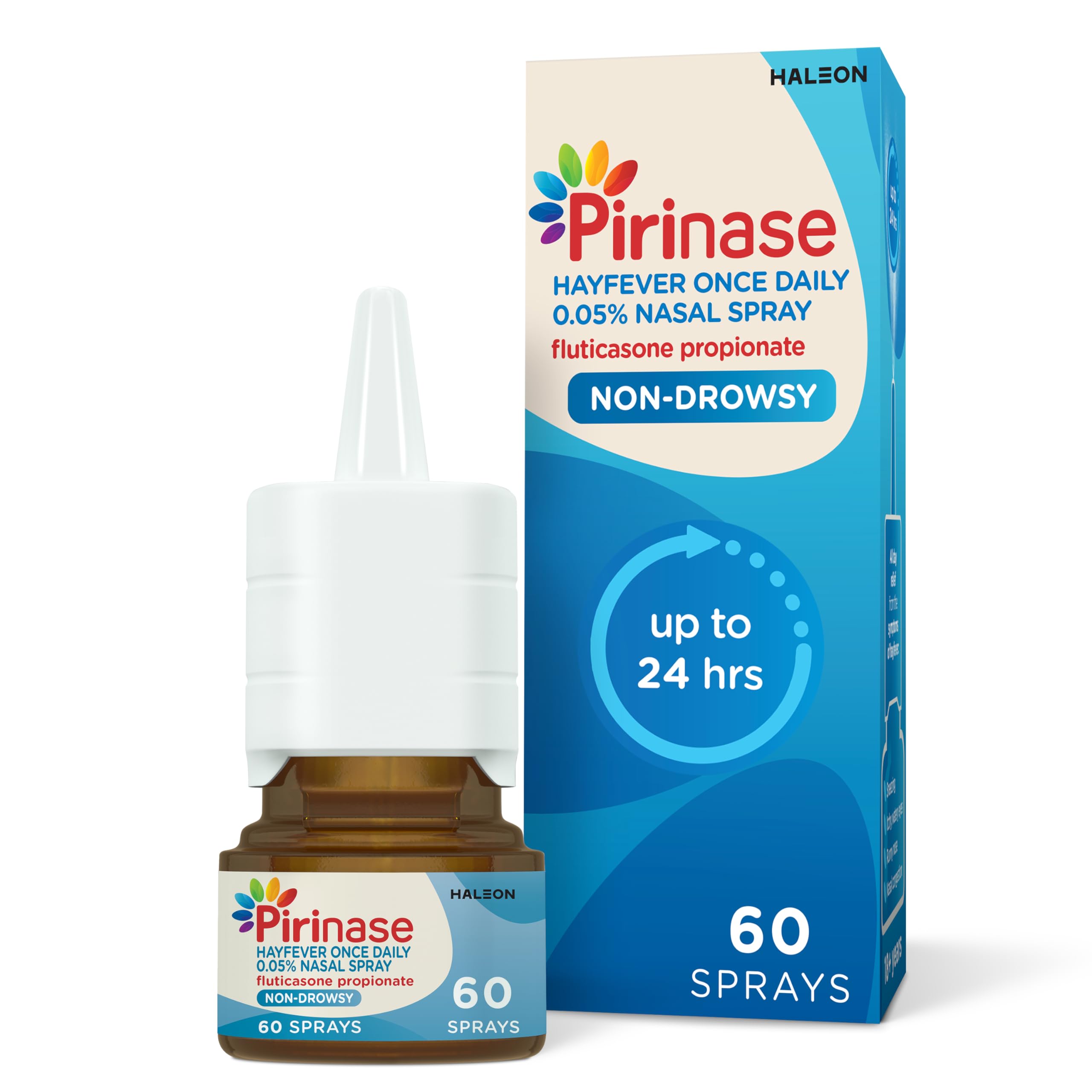 Pirinase Nasal Spray, Hayfever Relief for Adults, Once a Day Dose for Blocked Nose Relief, 60 Sprays