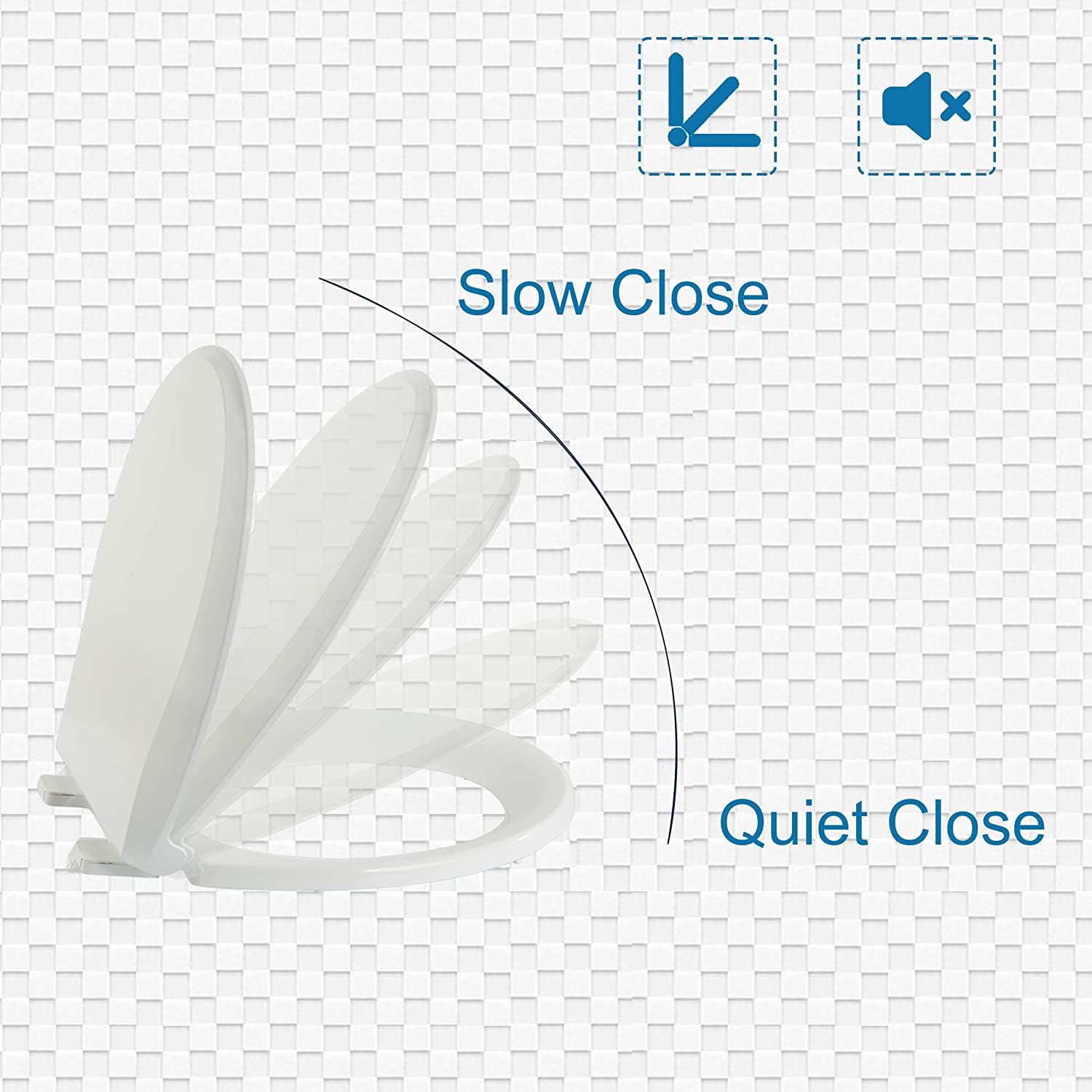 Round Toilet Seat with Slow Close Standard Toilet Seat,Quiet Toilet Cover Seat Toilet Lid Durable Refused to Loosen Easy to Install & Clean,White