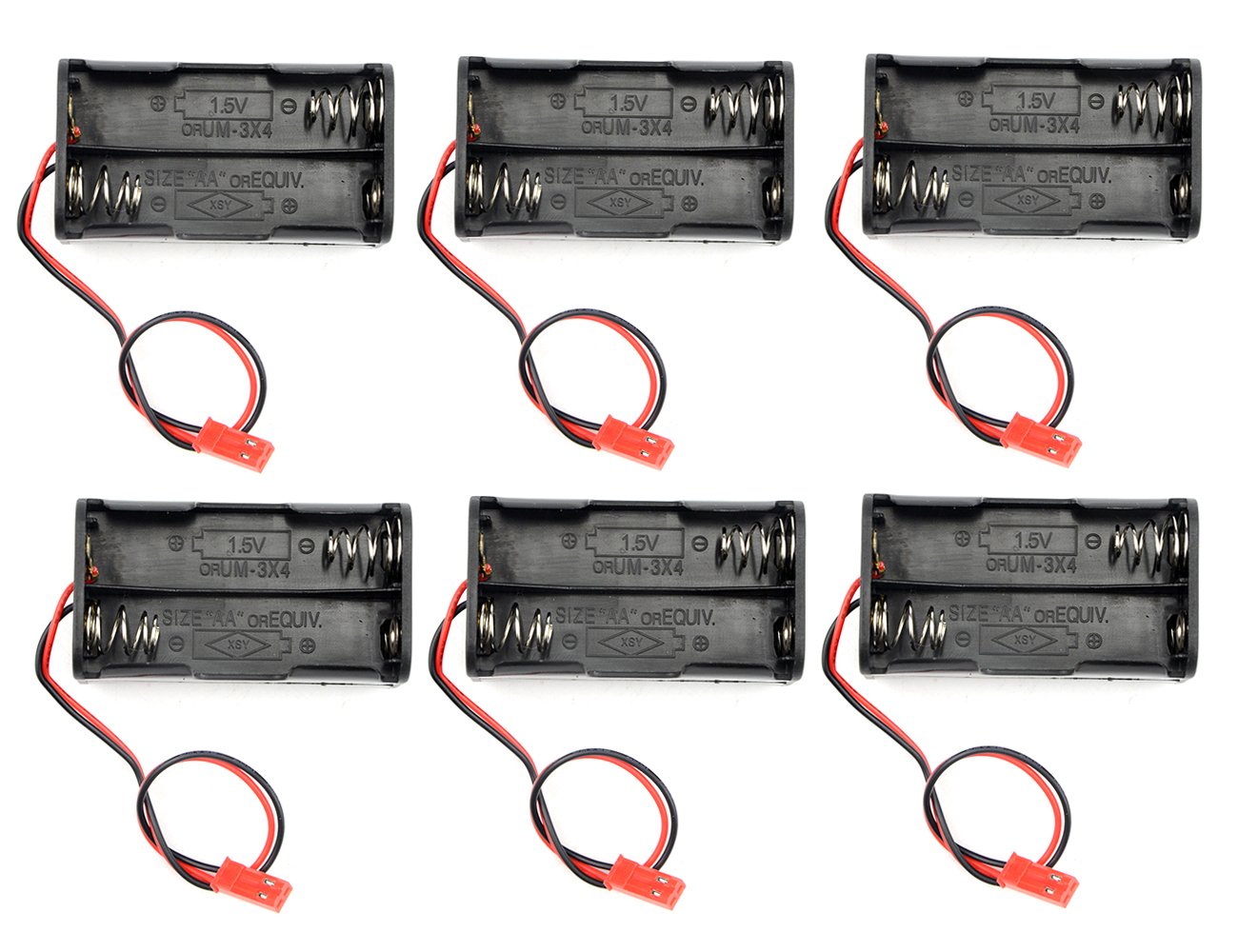 WMYCONGCONG 6 PCS 4 Cell AA Battery Container Case Holder Pack Box with 2 Pin Plug for JST Plug for HSP RC 1/10 1/8 Car Truck Crawler Buggy