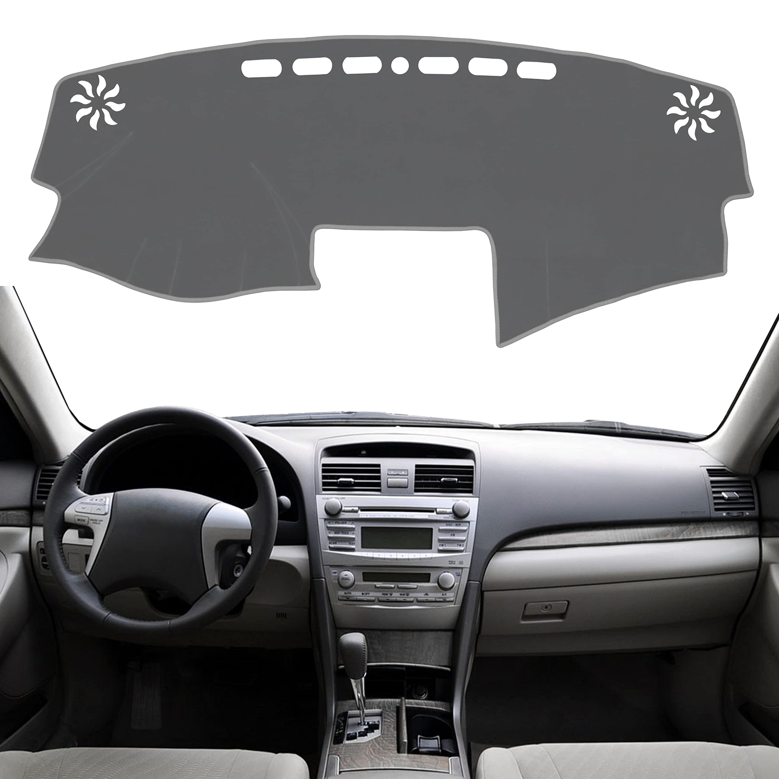 Photo 1 of SENSHINE for Toyota Camry Accessories 2007-2011 Dashboard Cover Center Console Cover Dash Mat Carpet Protector Sunshield Cover Custom Fit, All Gray