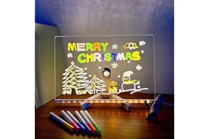 LED Drawing Board with 7 Colors Markers, Creative Acrylic Light Up Dry Erase Board LED Drawing Board, Transparent Digital Dra