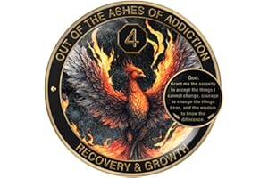 MilestoneMint Phoenix Sobriety Coin | AA Chip Medallion Gift Set with Coin Capsule, Display Stand & Card for Sober Men & Women in Recovery | Sobriety Gifts for Anniversary Month & Year (4 Years)