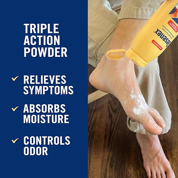 DESENEX ANTI-FUNGAL FOOT POWDER, CURES MOST ATHLETE’S FOOT, 2% MICONAZOLE NITRATE, HELPS RELIEVE ITCHING, BURNING AND SCALING, ATTACKS AND ABSORBS MOISTURE, ALL DAY ODOR CONTROL, 1.5OZ