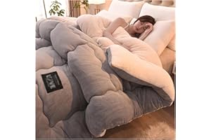 Thick Warm Winter Quilt Patchwork Quilt Winter Quilt Thicken Lamb Cashmere Duvet, Heavy Blankets for Home Bedroom Double, Kin