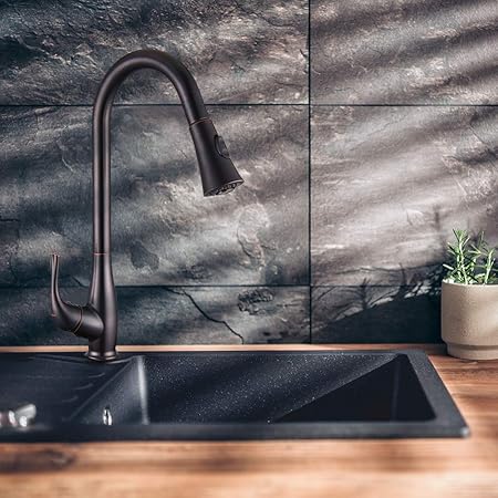 Oil Rubbed Bronze Kitchen Faucet With Pull Down Sprayer Kopais