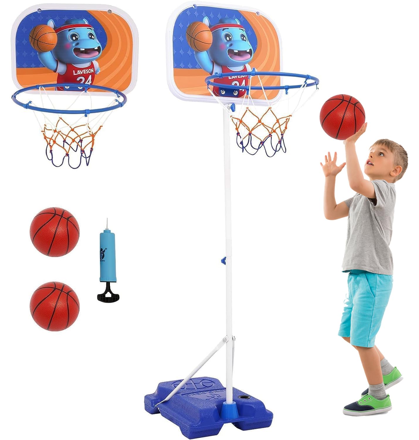 Basketball Hoop and Stand for Kids with Balls and Pump,Detachable Mini Sports Activity Center Height Adjusted,Outdoor/Indoor Play Equipment,Basketball Toy,Gift for Toddlers Boys and Girls,170cm/67inch