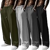 Baggyfly 4 Pack Men's Sweatpants Wide Leg Open Bottom Baggy Drawstring Joggers Athletic Lounge Pants with Pockets