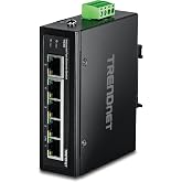 TRENDnet Industrial Fast Ethernet DIN-Rail Switch, TI-E50 | 5 Fast Ethernet Ports, IP50 Rated, Extreme Temperature Range, 1Gbps Switching Capacity, Lifetime Protection