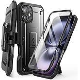 SUPCASE for iPhone 16 Case with Screen Protector (Unicorn Beetle Pro), [Built-in Stand & Belt-Clip] [Military-Grade Protection] Full Body Heavy Duty Phone Case for iPhone 16 6.1'' 2024, Black