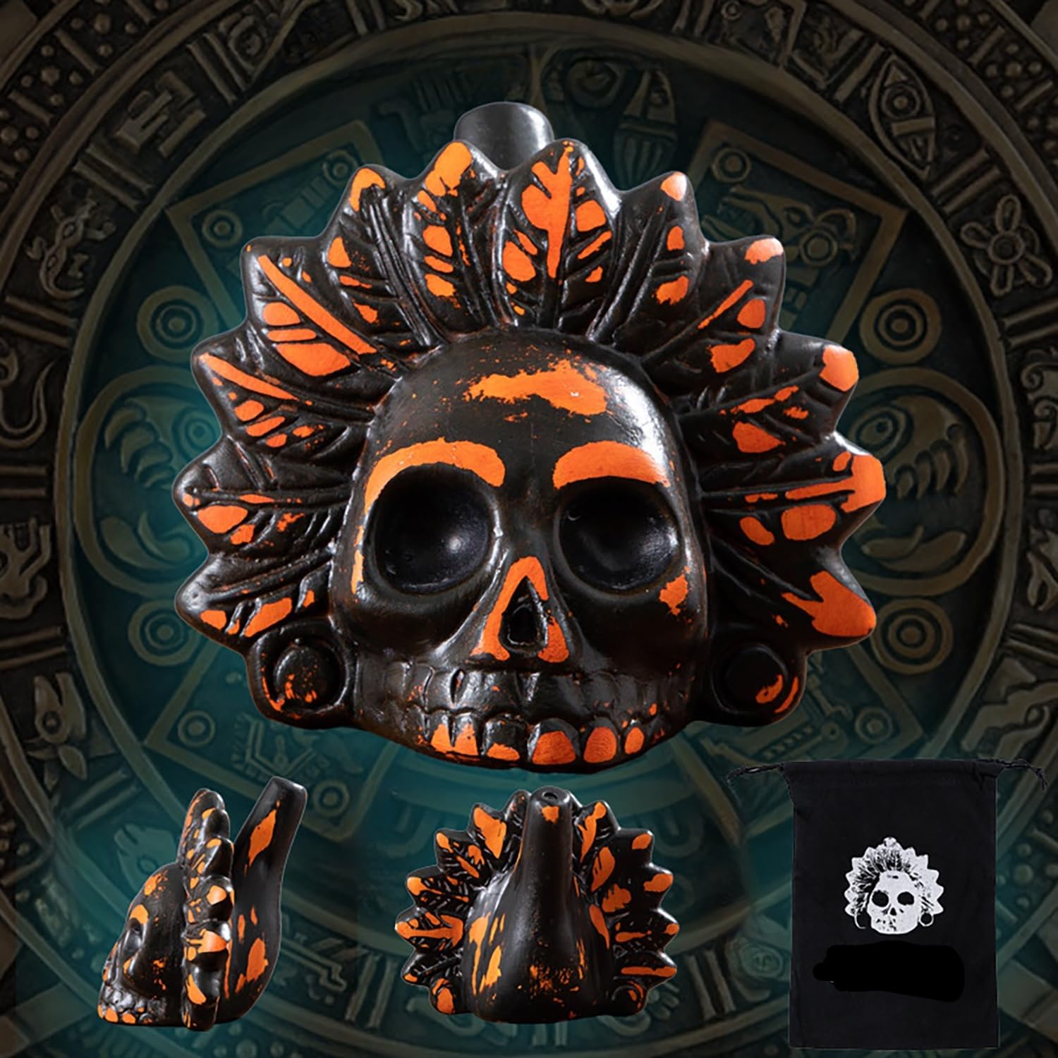 Aztec Death Whistle, Real Screaming Aztec Death Whistle, Death Whistle, 125+Db Authentic and Real Human Scream, Noisiest Ceramic Whistle (Dark Orange)