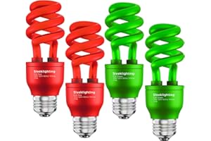 SLEEKLIGHTING 13 Watt Spiral CFL Light Bulb,- UL Approved- 120 Volt, E26 Medium Base. (Pack of 4) (Red and Green)