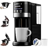 SHARDOR 3 in 1 Single Serve Coffee Maker, K Cup Pod Coffee Maker Compatible with Grounds & Teas, 6 to 14oz Brew Sizes, 40oz Removable Water Tank, Easy to Use, Black